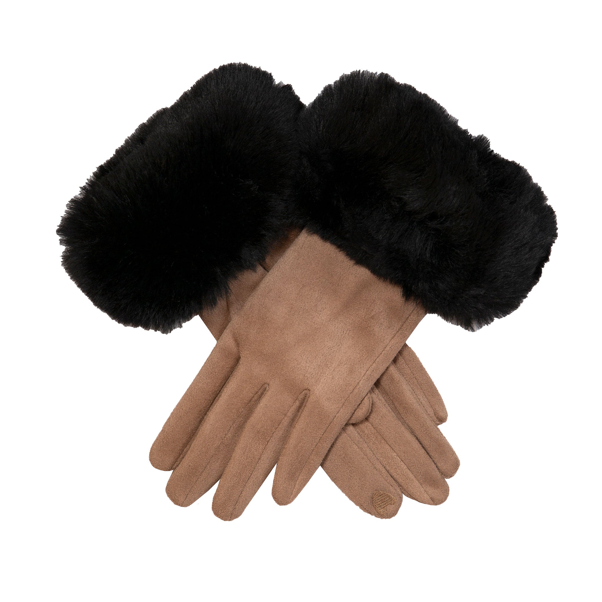 Black faux fur shop gloves