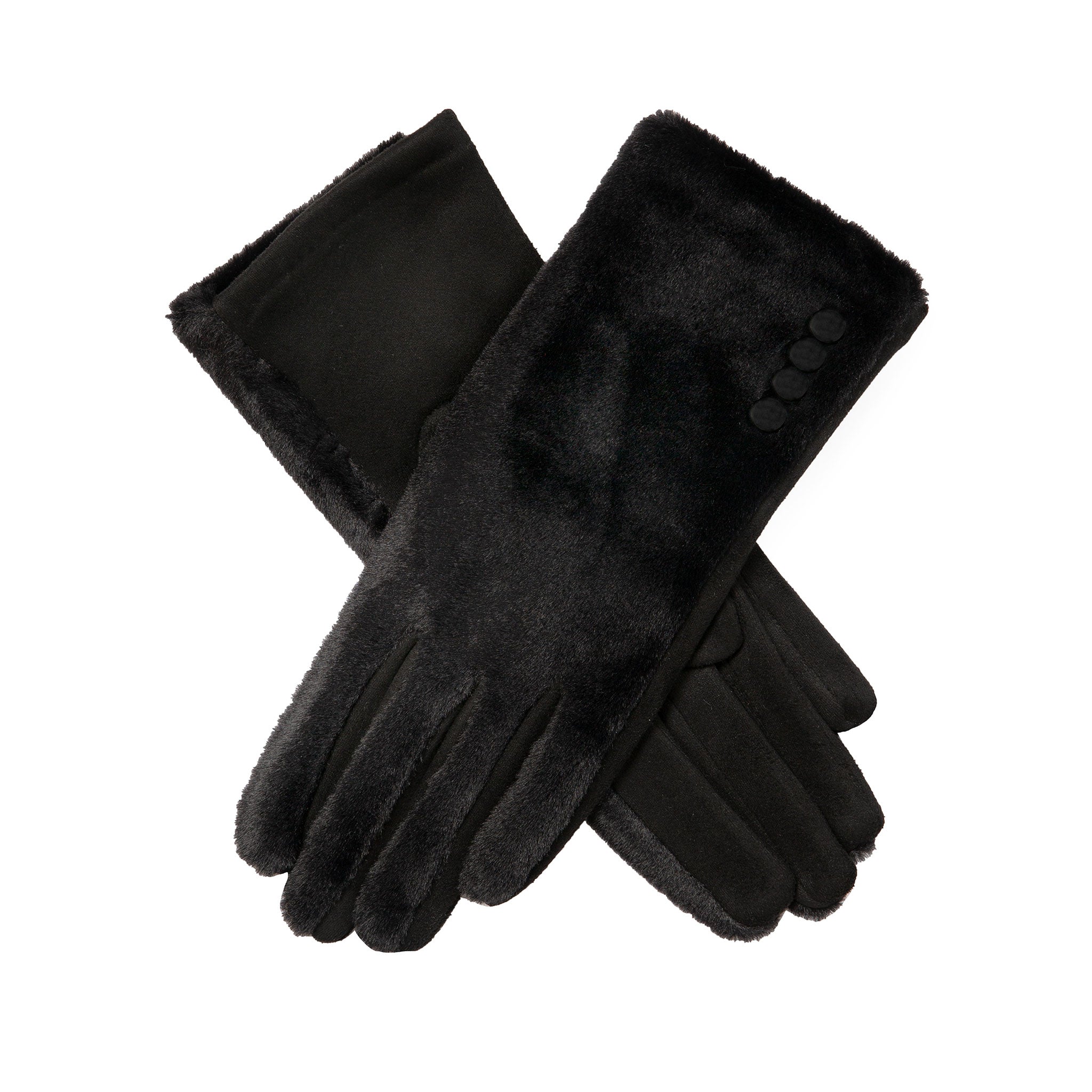 Women s Touchscreen Velour Lined Faux Fur and Faux Suede Gloves Dents