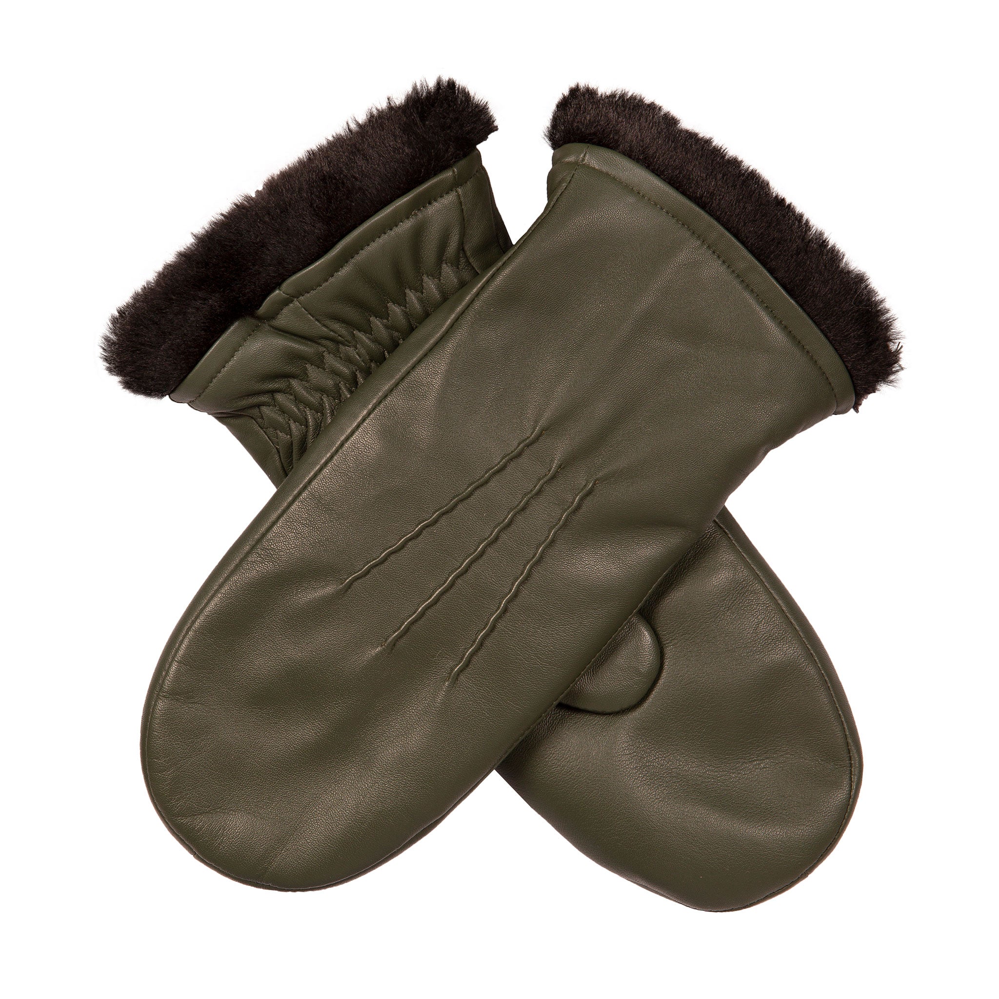 Women’s Three-Point Faux Fur-Lined Leather Mittens | Dents