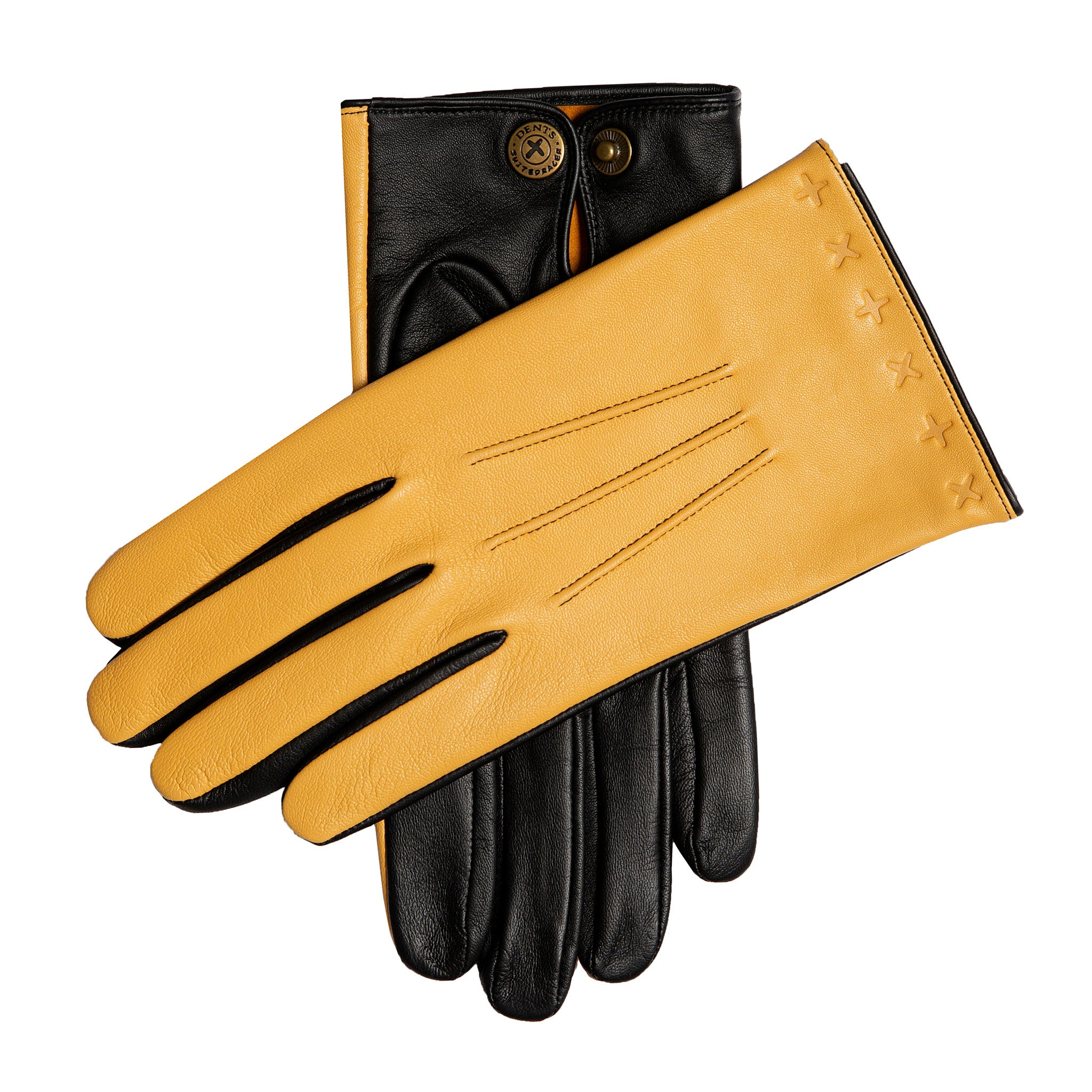 Black Leather Gloves Suited Racer X Dents Touchscreen Leather