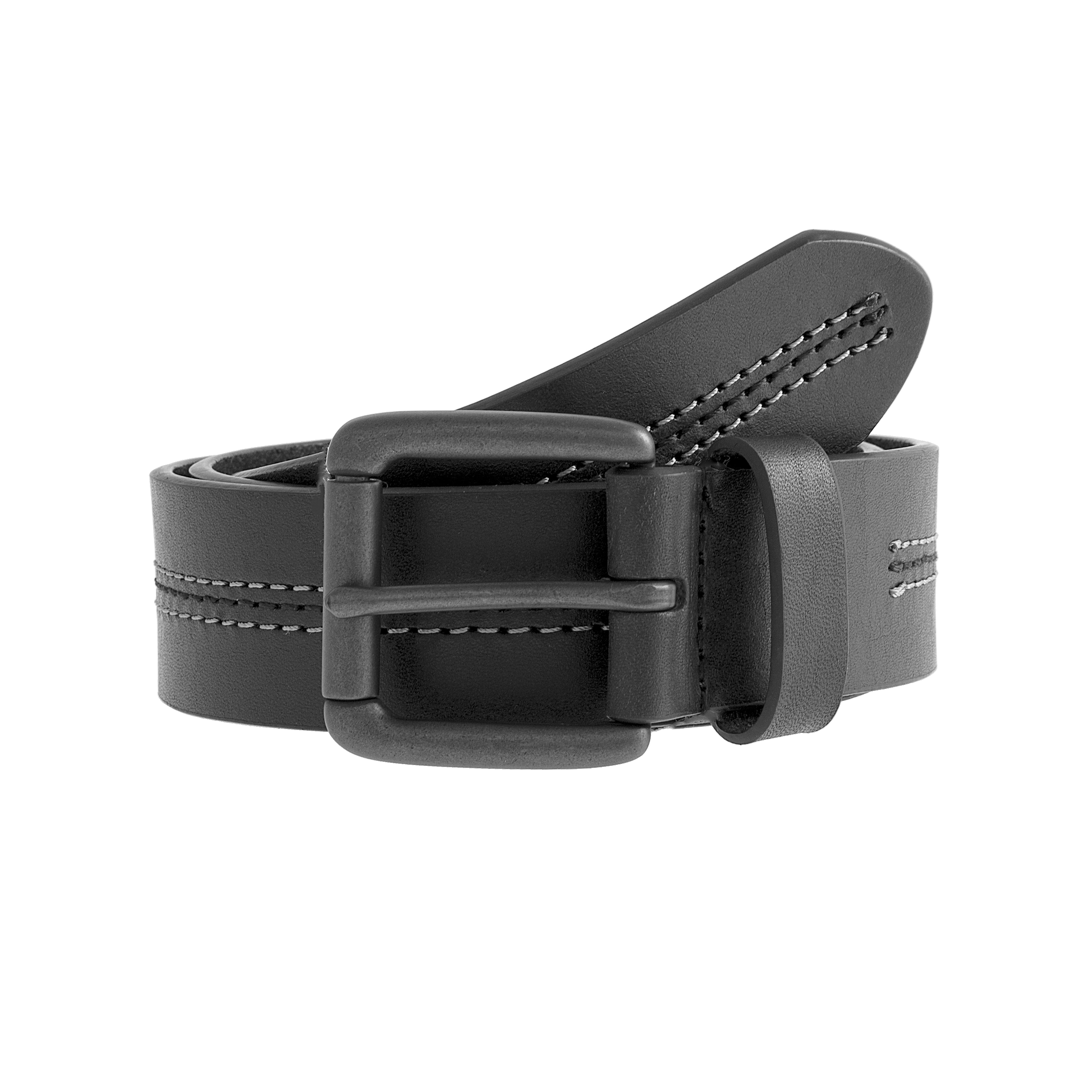 Men's Lined Full-Grain Leather Belt with Gunmetal Buckle & Stitch