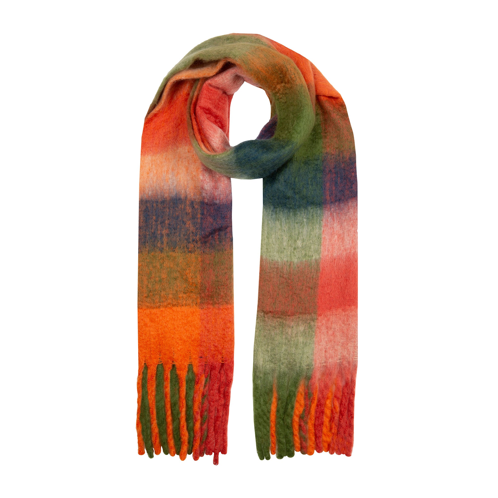 Women s Large Checked Blanket Scarf with Tassels