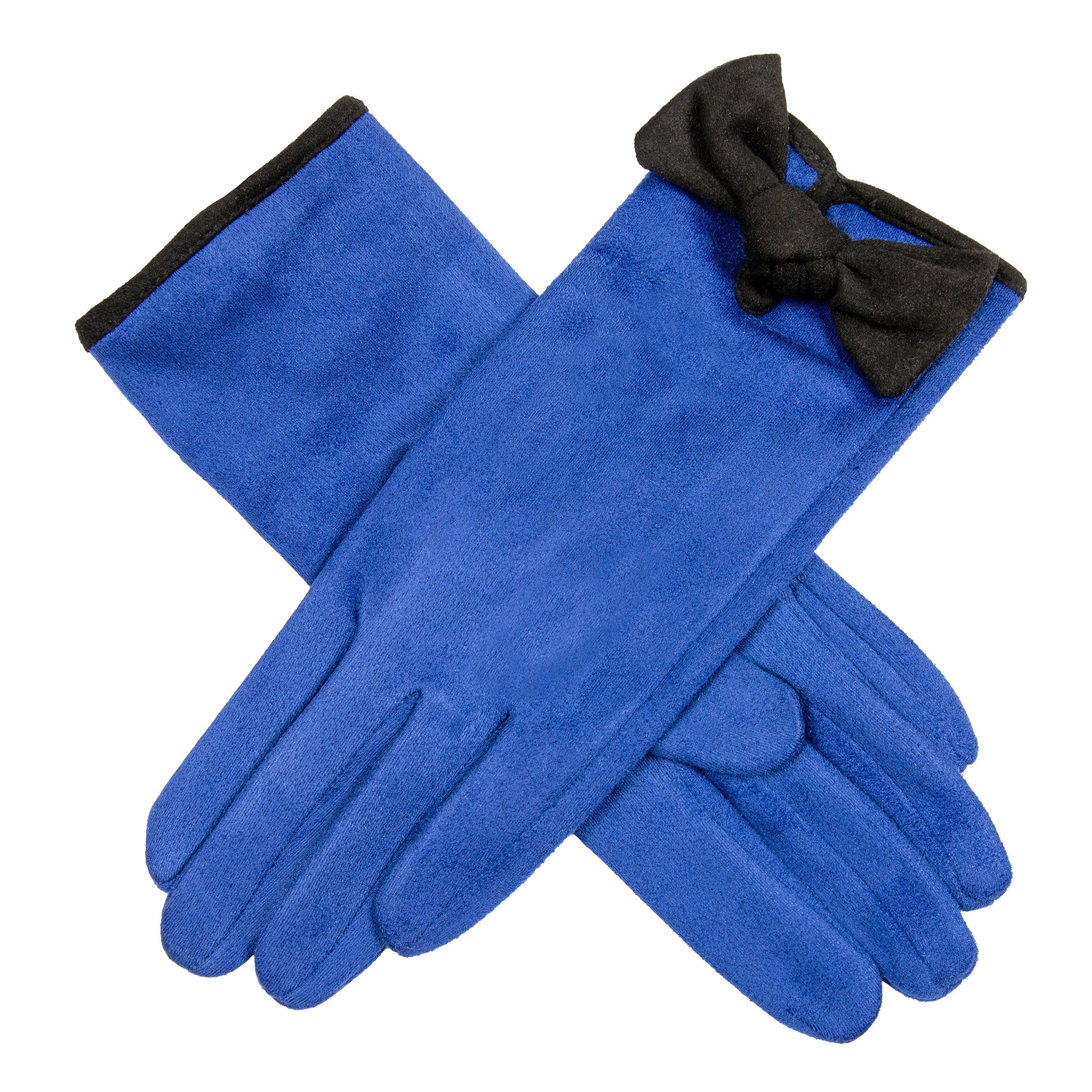 Women s Velour Lined Faux Suede Gloves with Trim and Bow