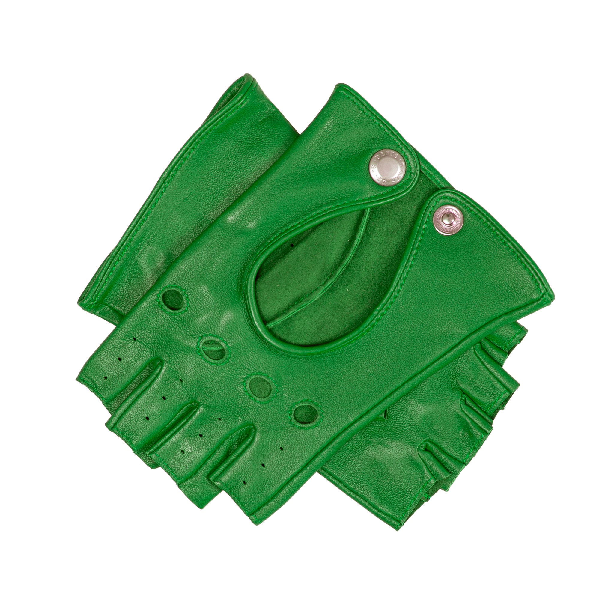 Green fingerless leather gloves deals