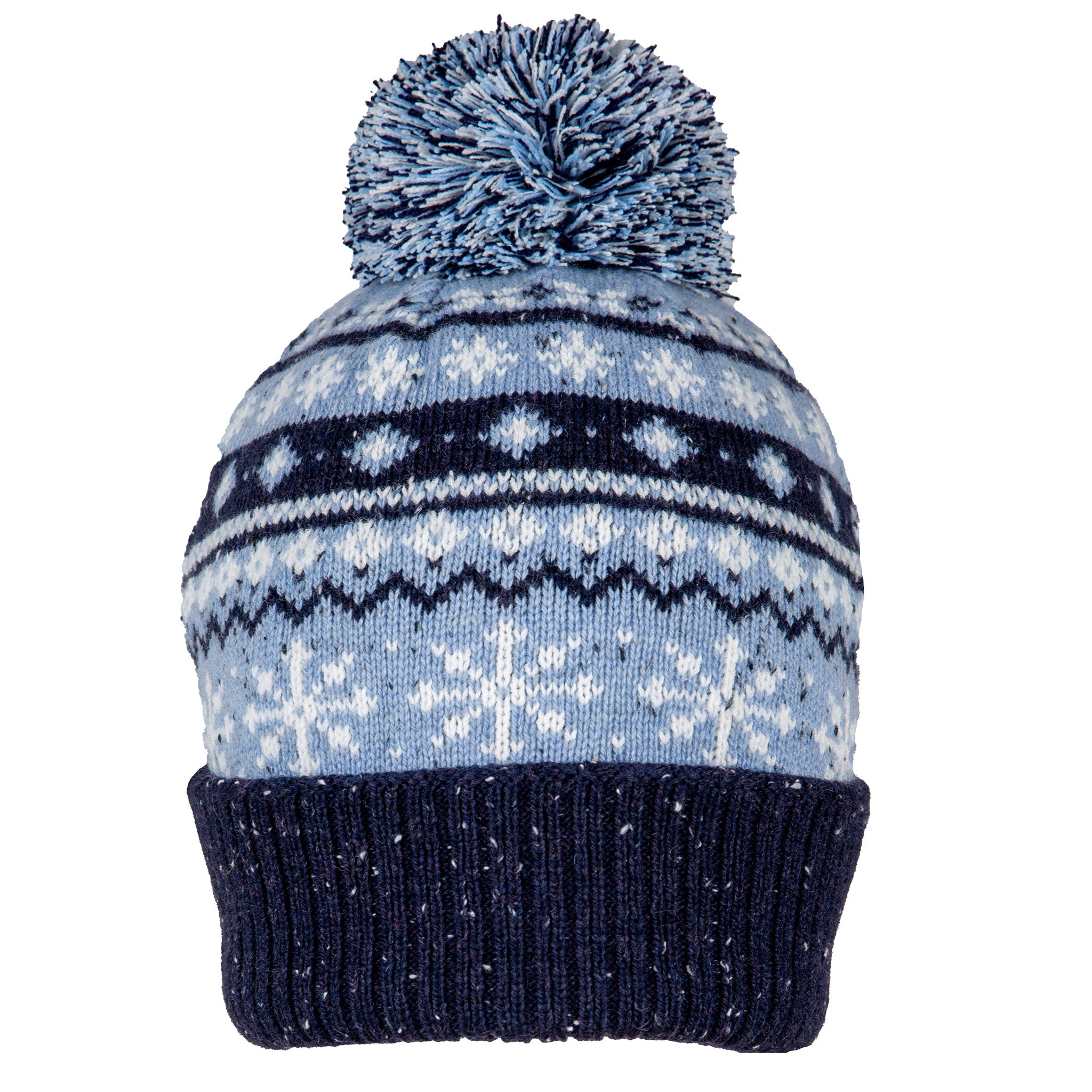 Women's Jacquard Fair Isle Knitted Bobble Hat with Marl Yarn and