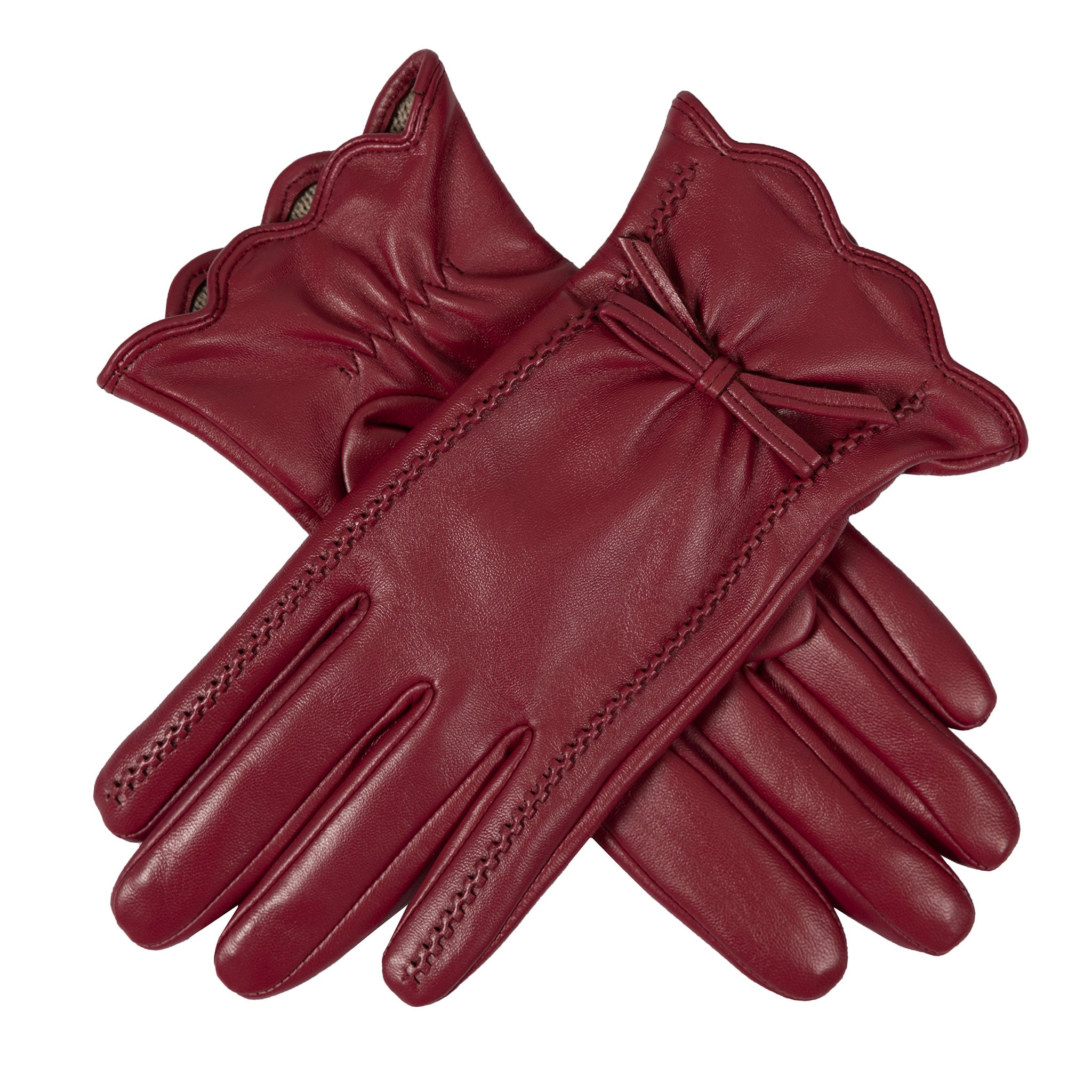 小物 DENTS Hairsheep Touchscreen Globe Women's Touchscreen Lined Leather Gloves with Scallop Edge Details