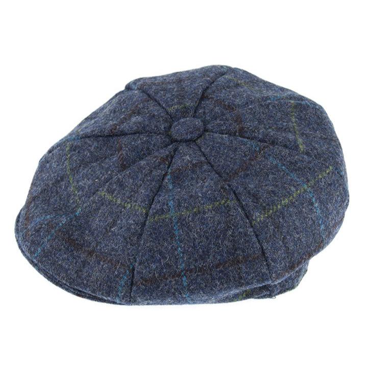 Abraham Moon Check Tweed Newsboy Cap Dents - Main Image