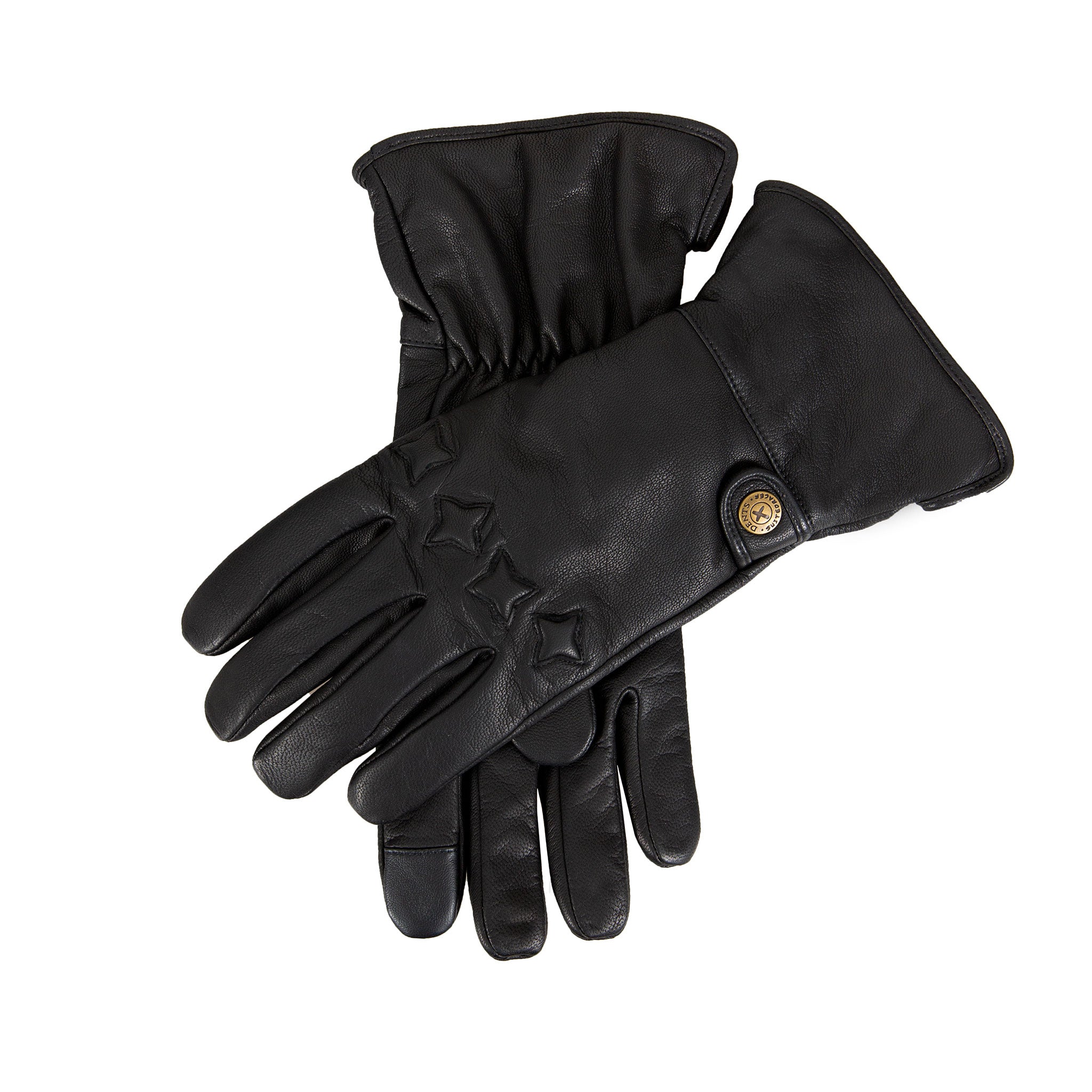Men's Touchscreen Water-Resistant Leather Gauntlet Gloves Dents