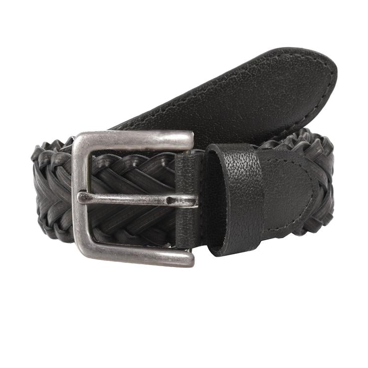Men s Woven Leather Belt with Brushed Nickel Buckle