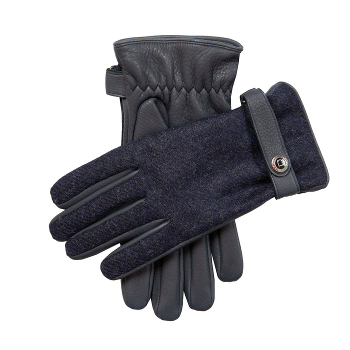 mens navy palm leather gloves