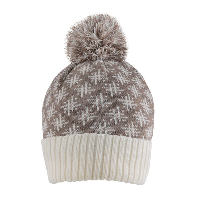 Women S Jacquard Knitted Bobble Hat With Hash Symbol Pattern
