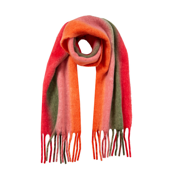 Women’s Stripe Blanket Scarf with Tassels
