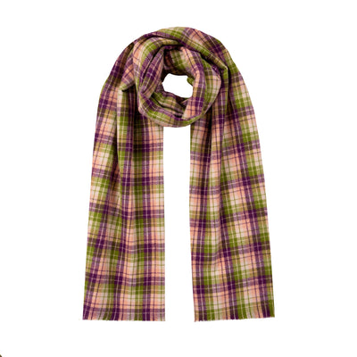 Women S Contrasting Plaid Check Scarf With Fringe Ends