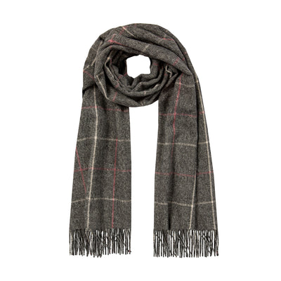 Women S Windowpane Check Scarf With Tassels