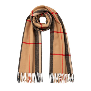 Women’s Contrasting Check Scarf with Tassels