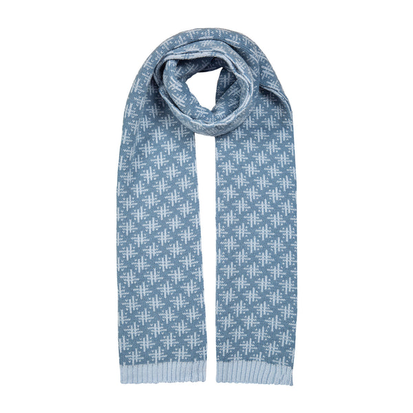 Women’s Jacquard Knitted Scarf with Reversible Hash Symbol Pattern