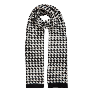 Women S Jacquard Knitted Scarf With Dogtooth Pattern