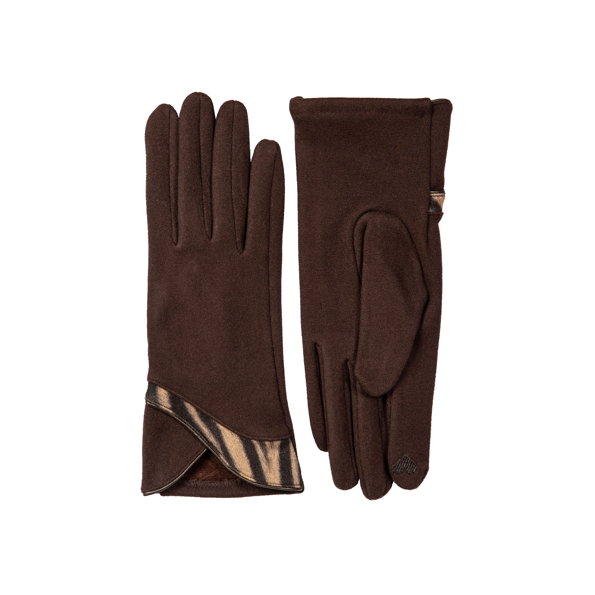Women's Touchscreen Velour-Lined Gloves with Zebra Print