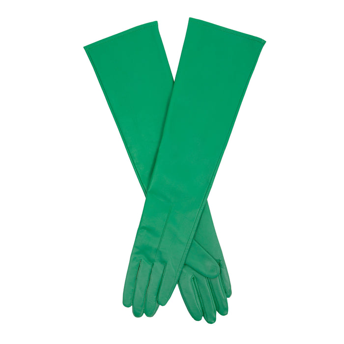 Women's Single Long Above-Elbow Lined Leather Gloves Emerald