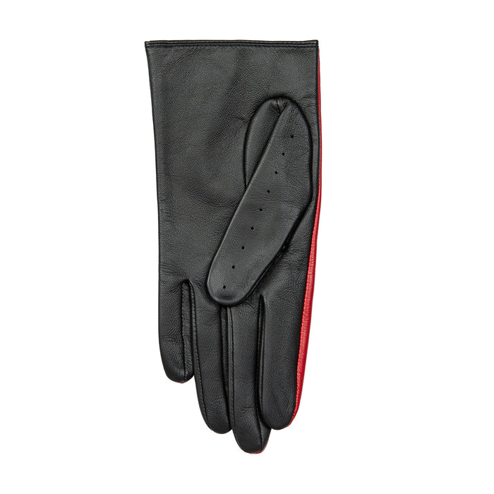 Women's Berry Black leather touchscreen driving gloves left