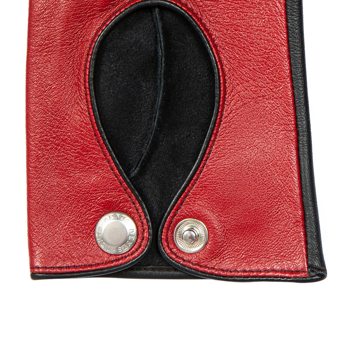 Women's Berry Black leather touchscreen driving gloves right cuff