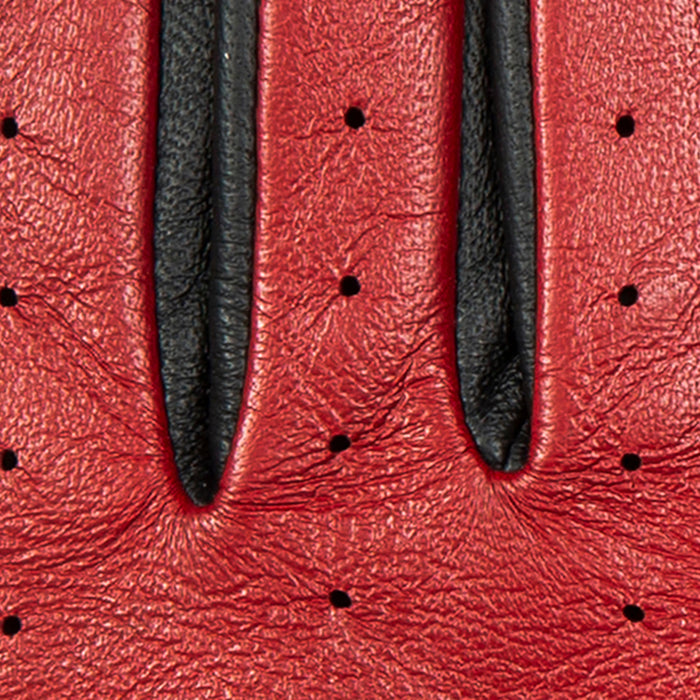 Women's Berry Black leather touchscreen driving gloves fingers