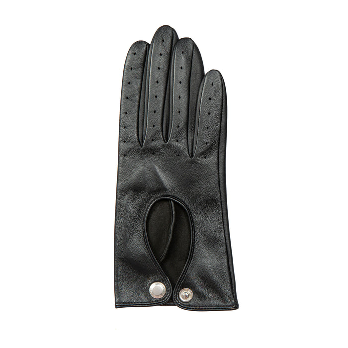 Women's Black leather touchscreen driving gloves right
