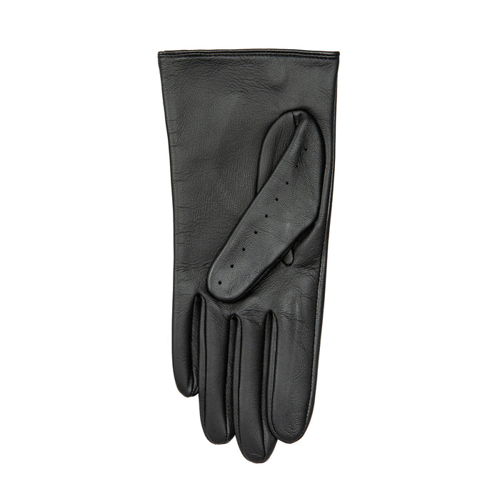 Women's Black leather touchscreen driving gloves left