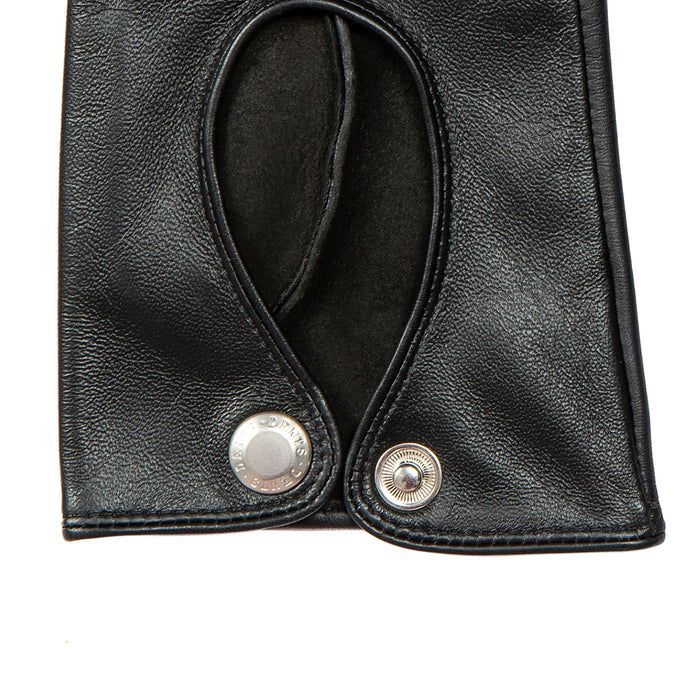 Women's Black leather touchscreen driving gloves right cuff