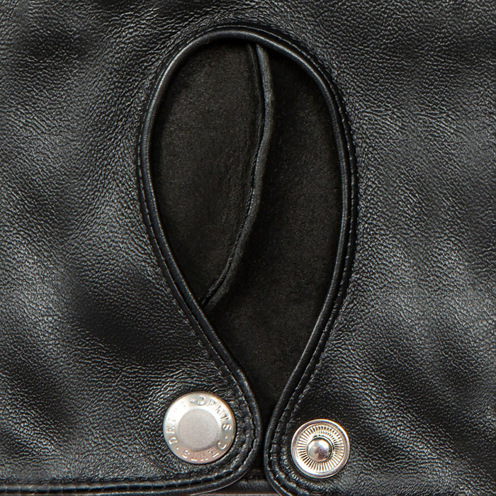 Women's Black leather touchscreen driving gloves buttons