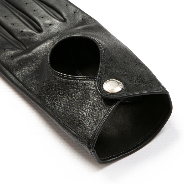 Women's Black leather touchscreen driving gloves open cuff
