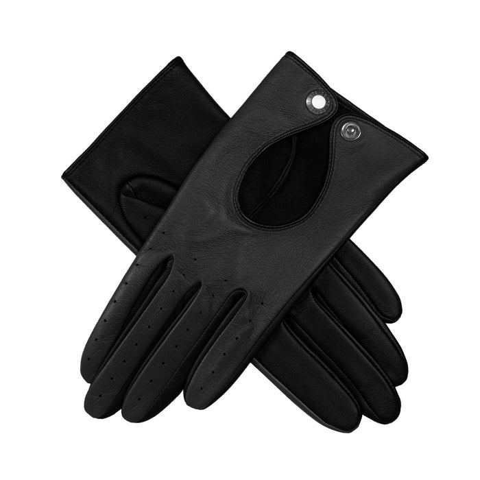 Women's Black leather touchscreen driving gloves