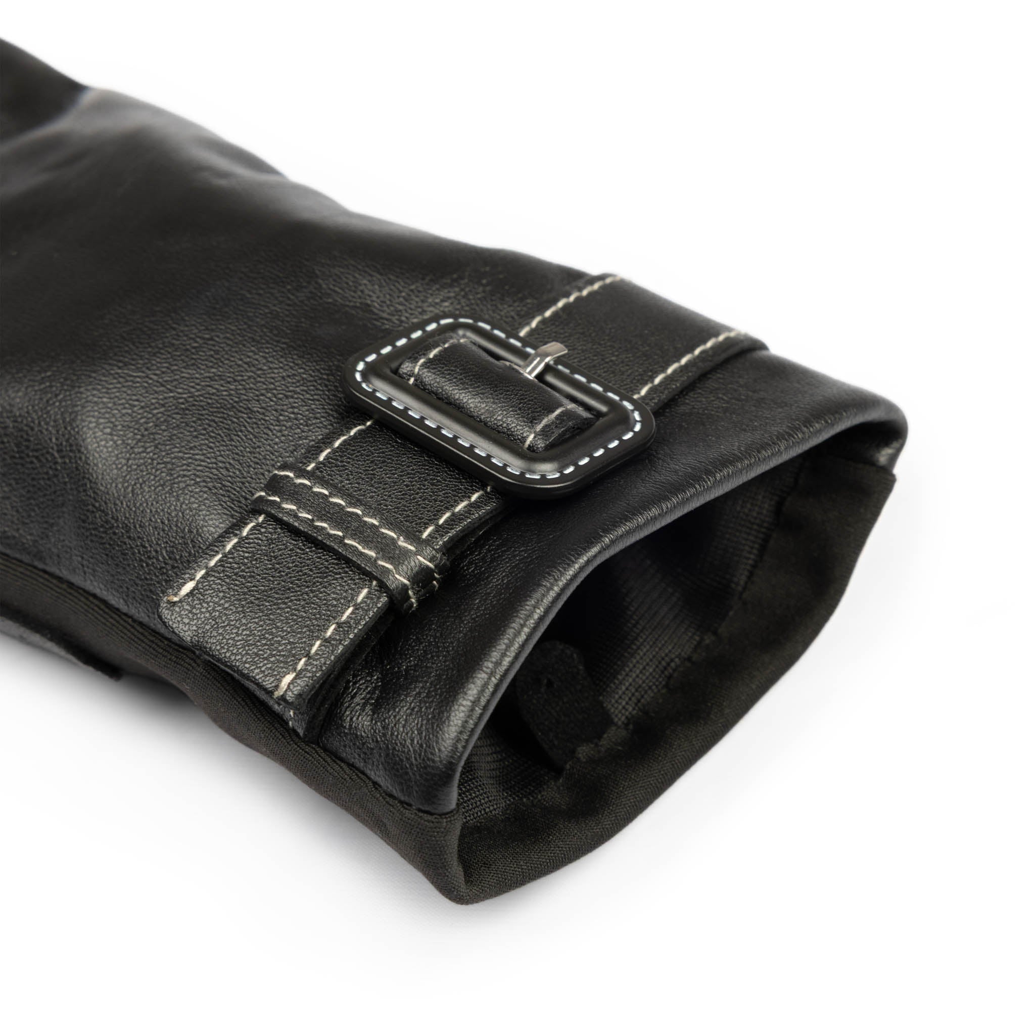 Women's Water-Resistant Faux Silk-Lined Leather and Fabric Gloves