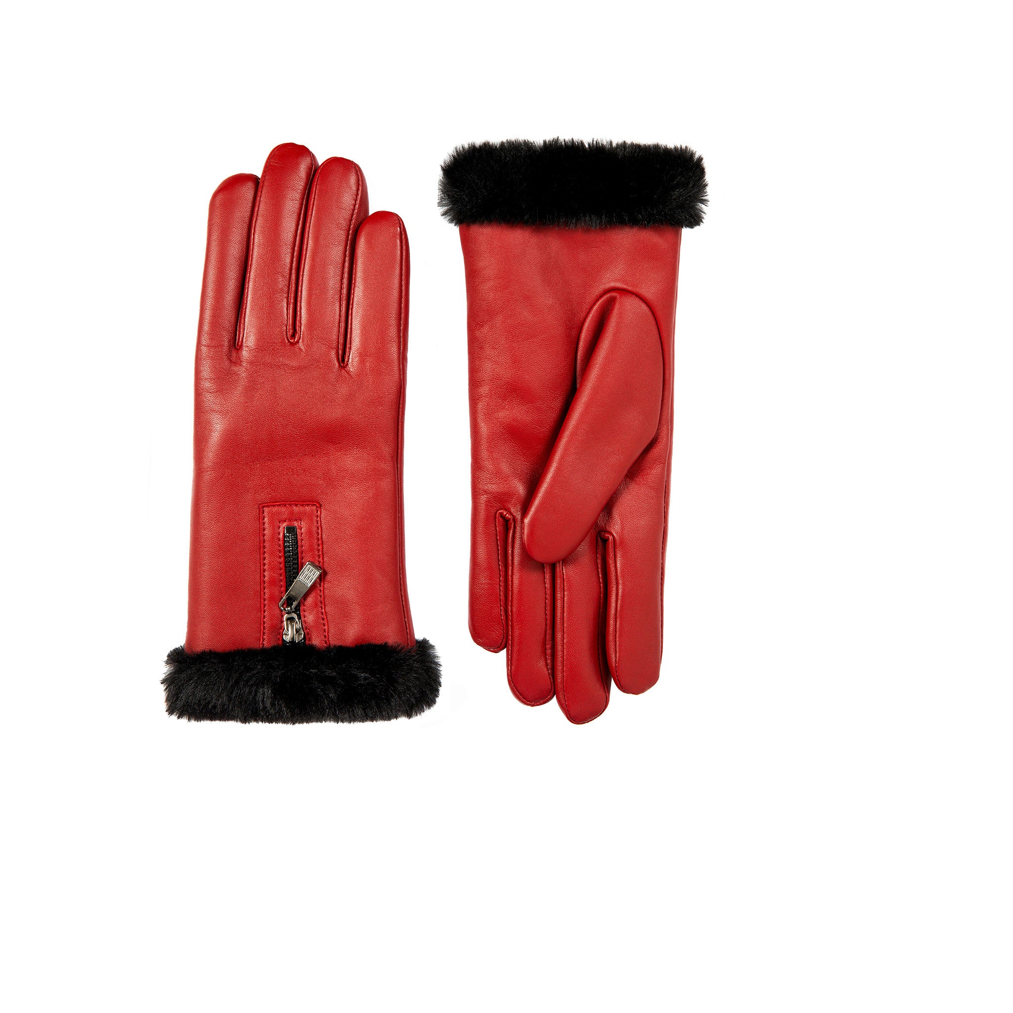 Women's Touchscreen Lined Leather Gloves with Zip | Dents