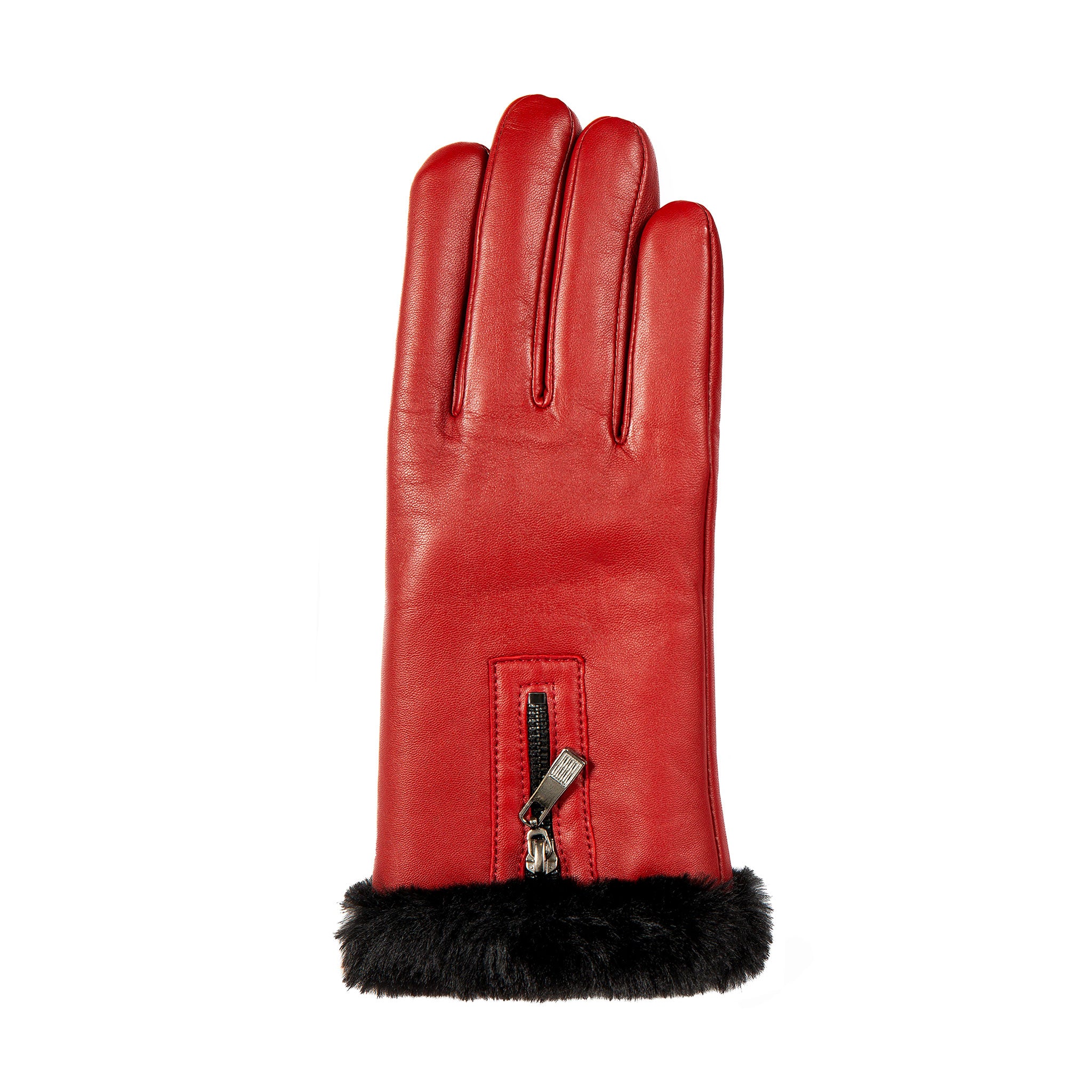 Women's Touchscreen Lined Leather Gloves with Zip | Dents