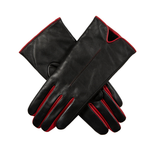 Women’s Single-Point Leather Gloves with Colour Contrast Details