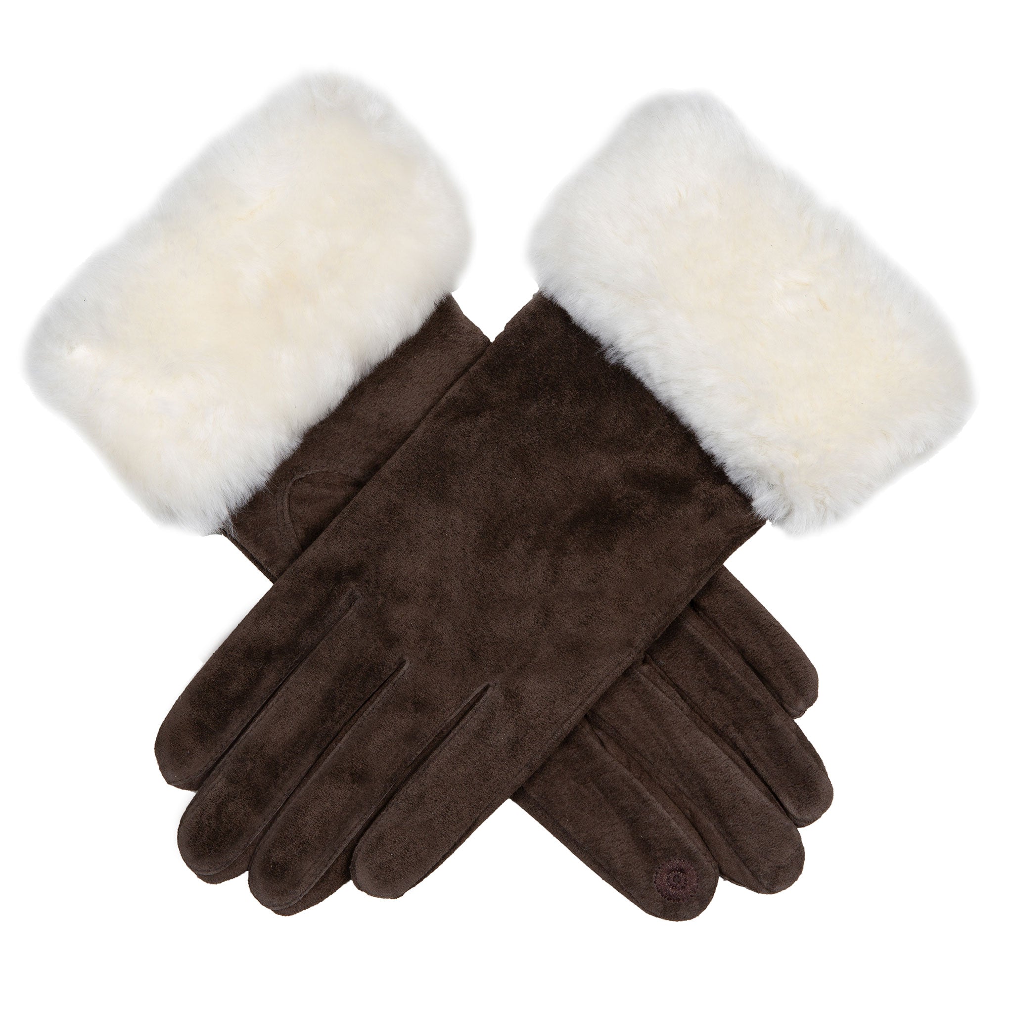 Women s Touchscreen Water Resistant Lined Suede Gloves with Sheepskin Dents