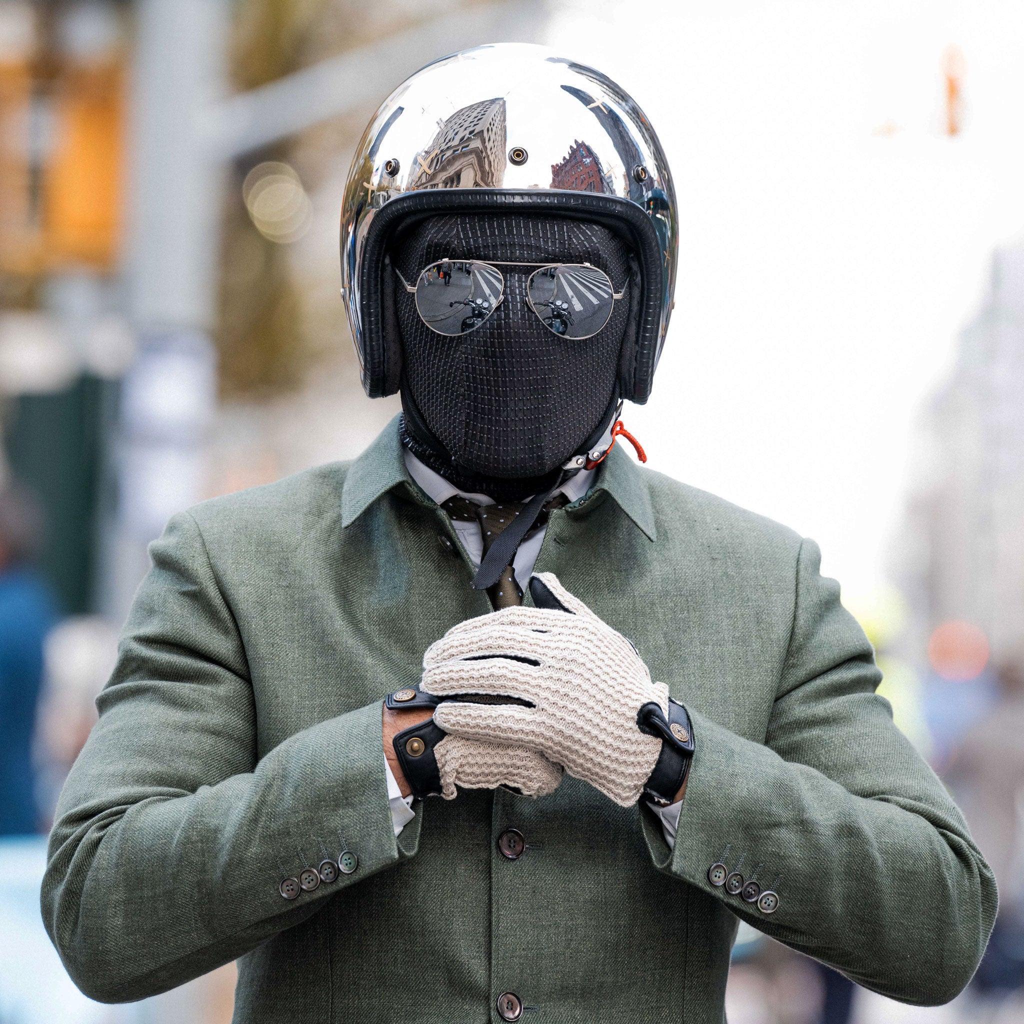 Men's The Suited Racer Touchscreen Crochet-Back Leather Driving