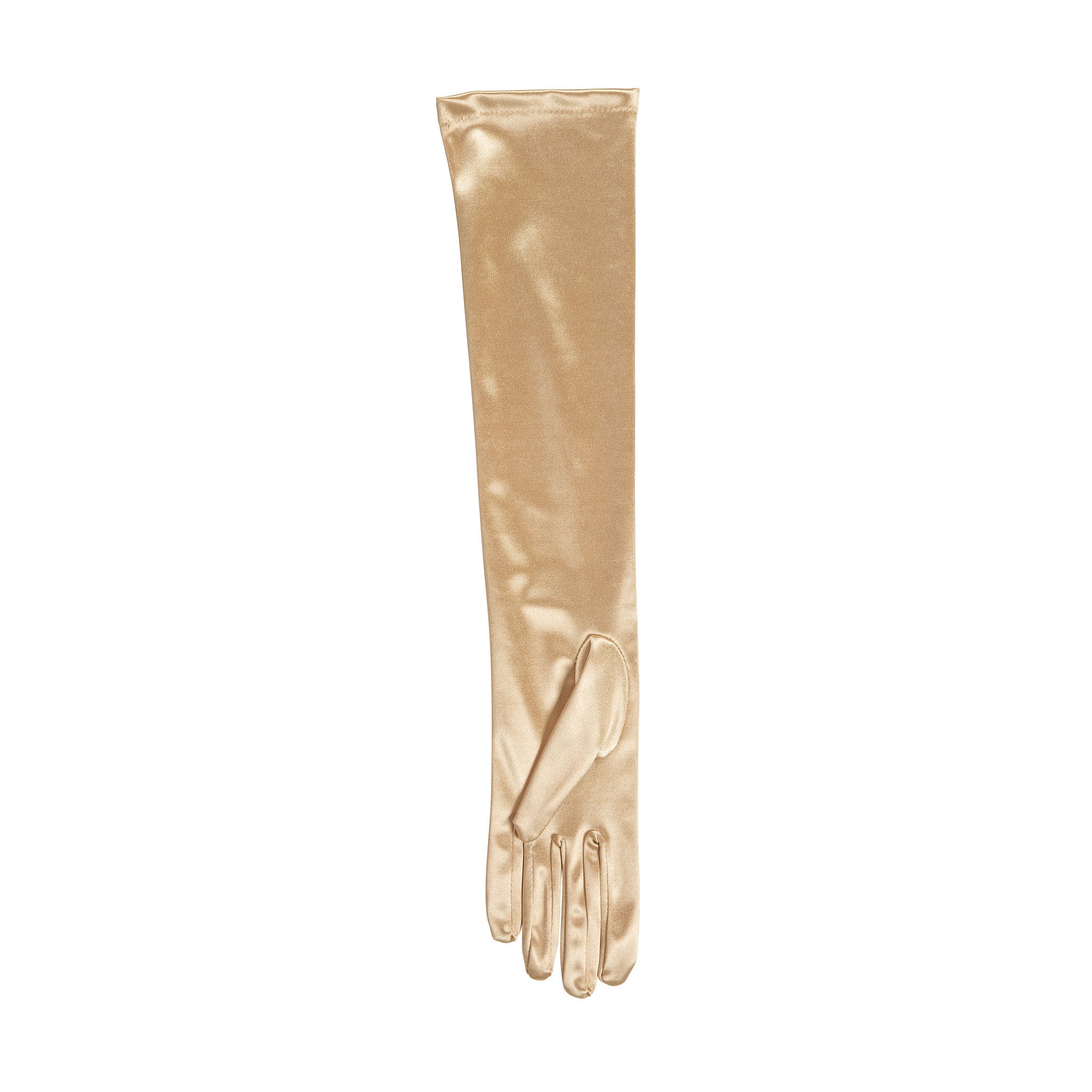 Long gold satin gloves sales