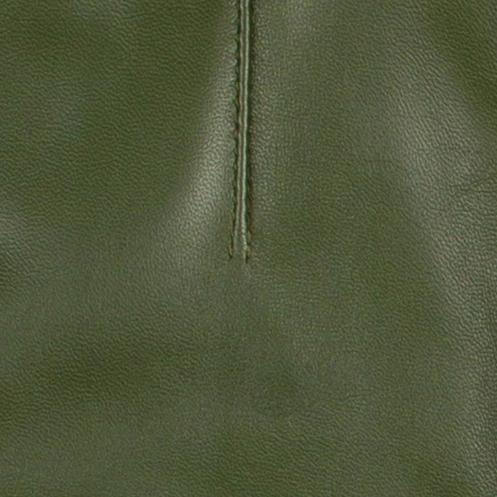 Women's Single Point Long Above Elbow Lined Leather Gloves in Forest - close up of the single point and the leather