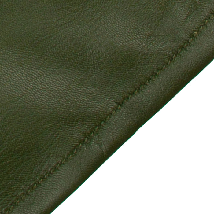 Women's Single Point Long Above Elbow Lined Leather Gloves in Forest - close up of the stitching