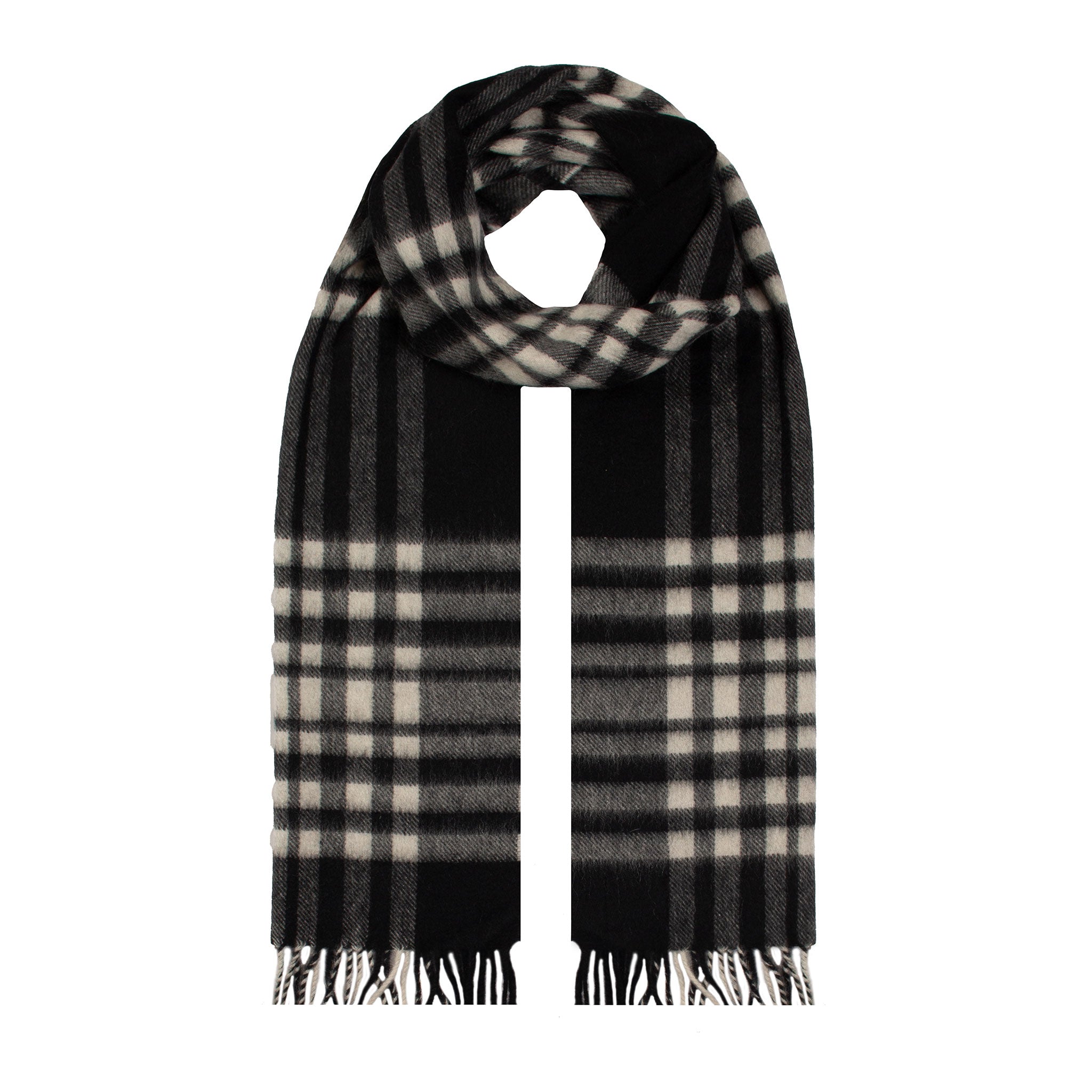 Heritage Large Check Cashmere Scarf with Tassels and Gift Box | Dents