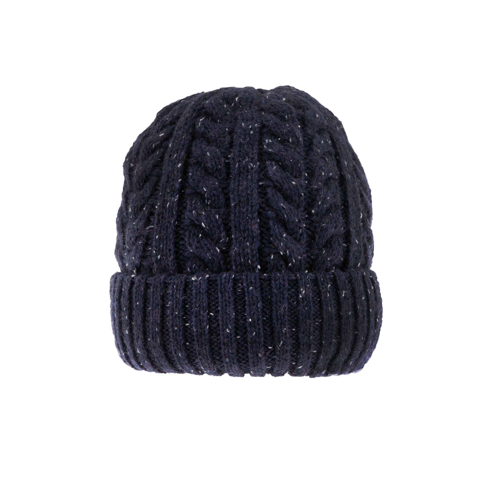 Men s Cable Knit Beanie Hat with Marl Yarn Dents