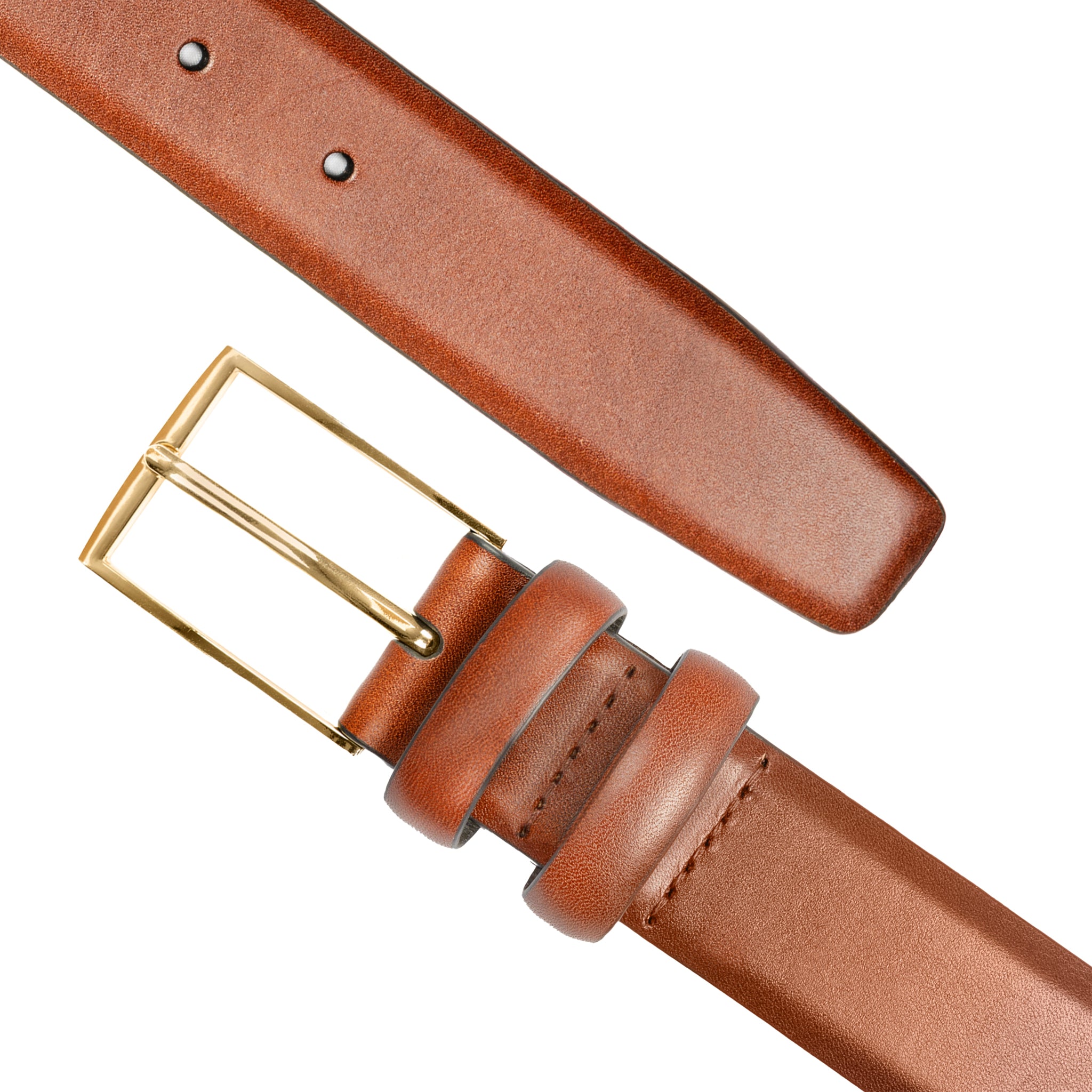 ??SHINY GOLD BROWN LEATHER BELT Marina gold buckle brown leather waist belt | Black & Brown  main image 4