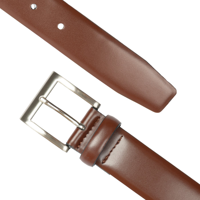 Men's Lined Leather Belt with Satin Nickel Buckle | Dents