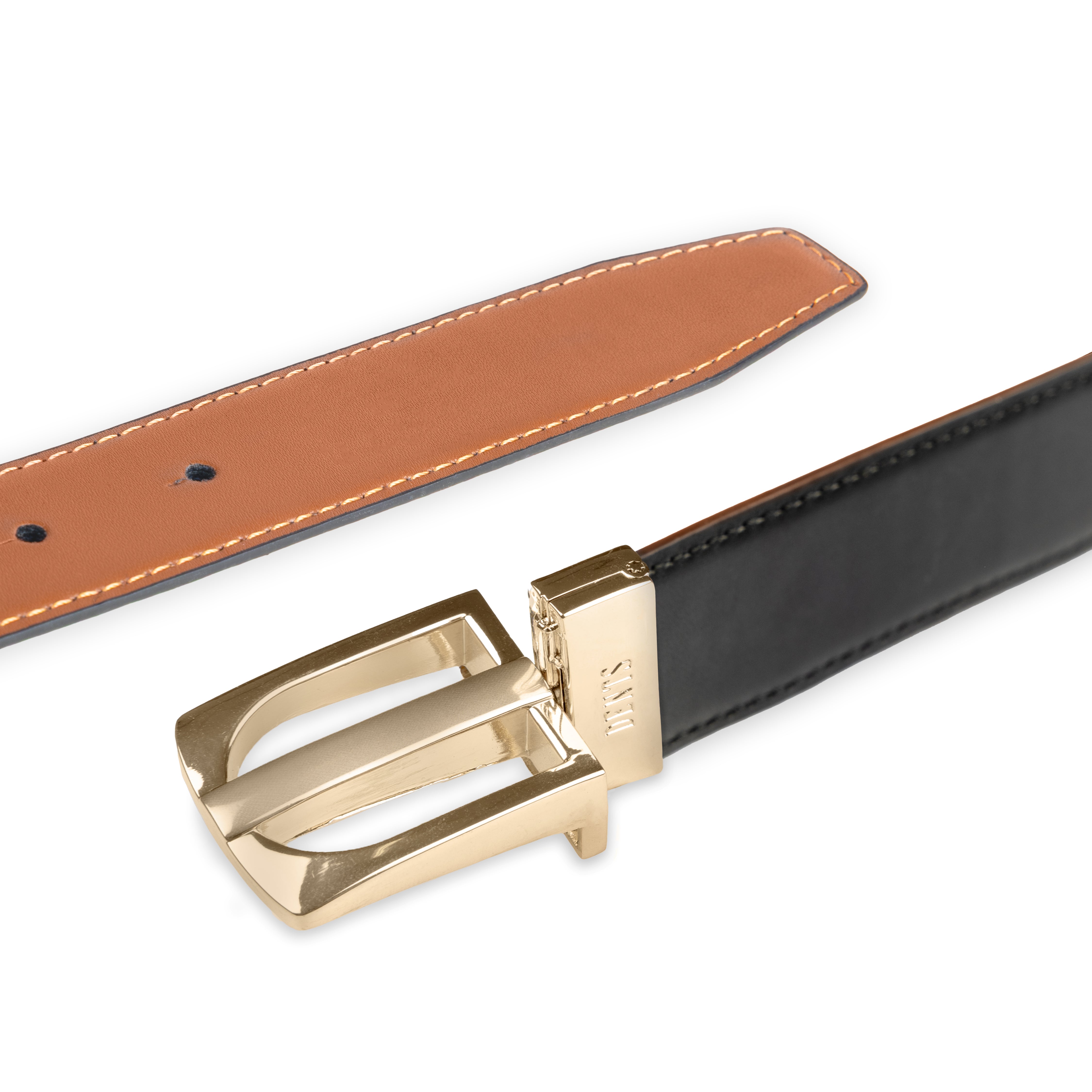 Vintage Gold and Silver Buckle Belt Reversible Belt Black Brown 46\