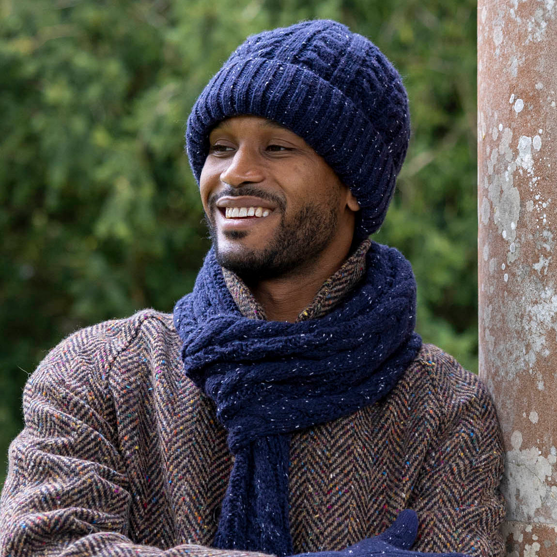 Men's Cable Knit Scarf with Marl Yarn | Dents