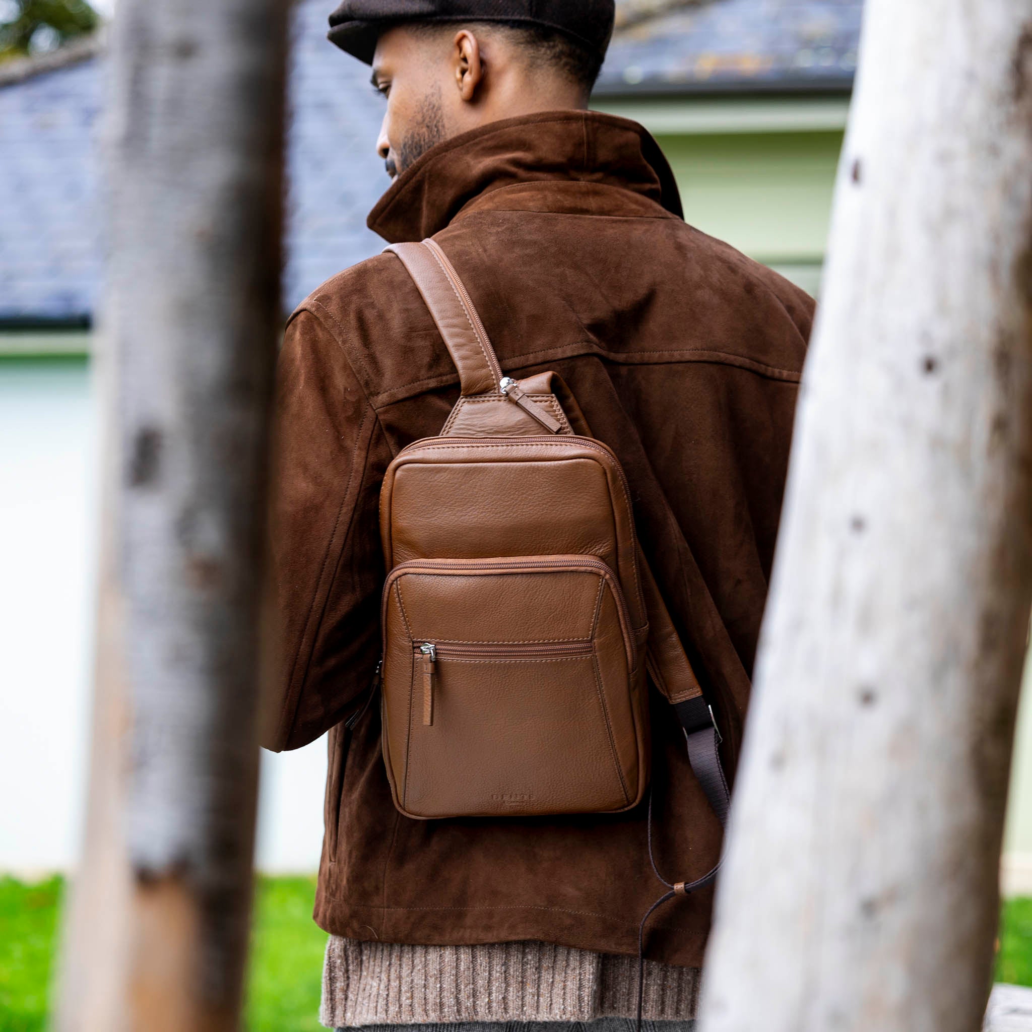 best small leather backpack Men's Small Pebble Grain Leather Backpack