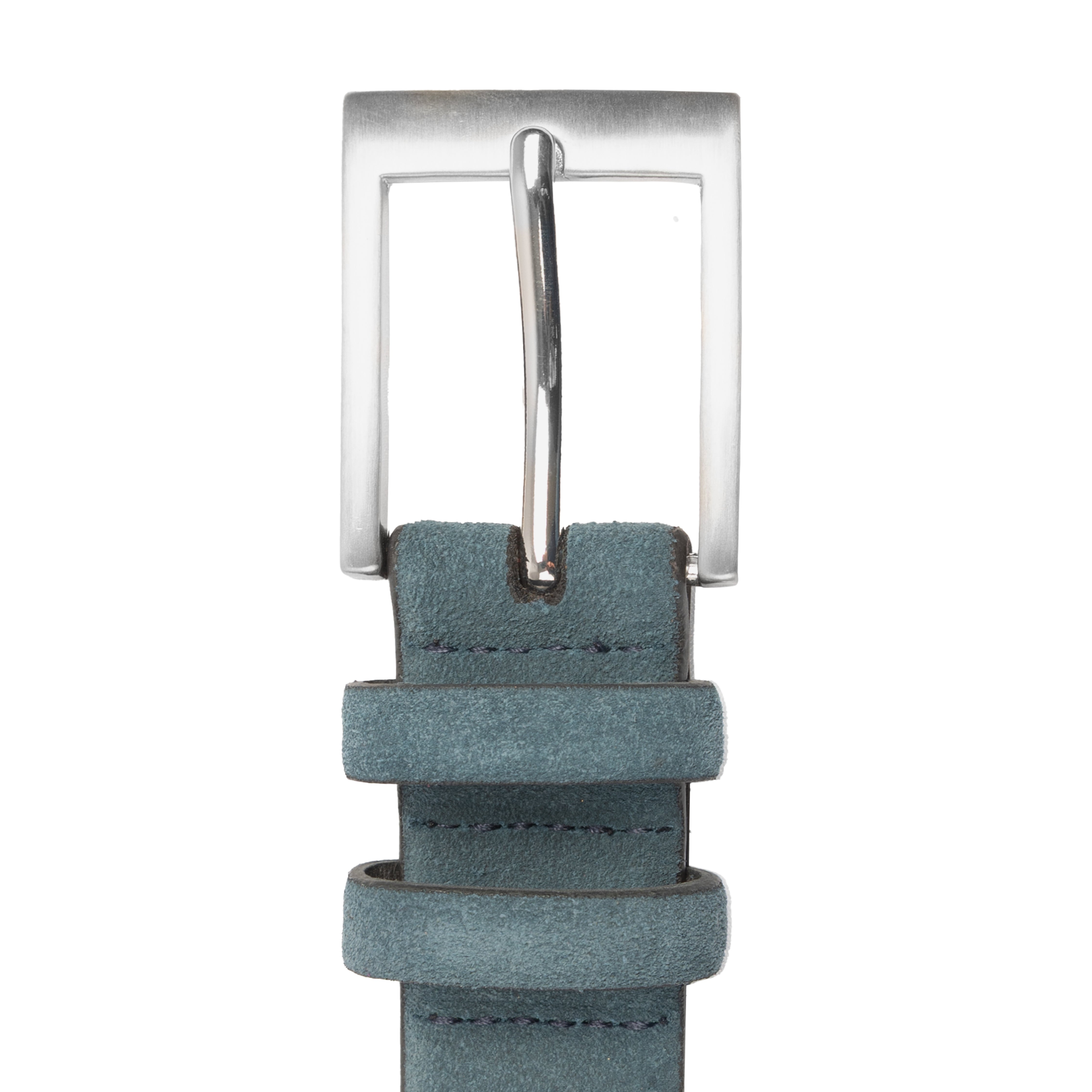 Gray Blue Suede Belt with Decorative Silver Buckle French Blue Classic Suede Leather Belt | Luca Faloni main image 2