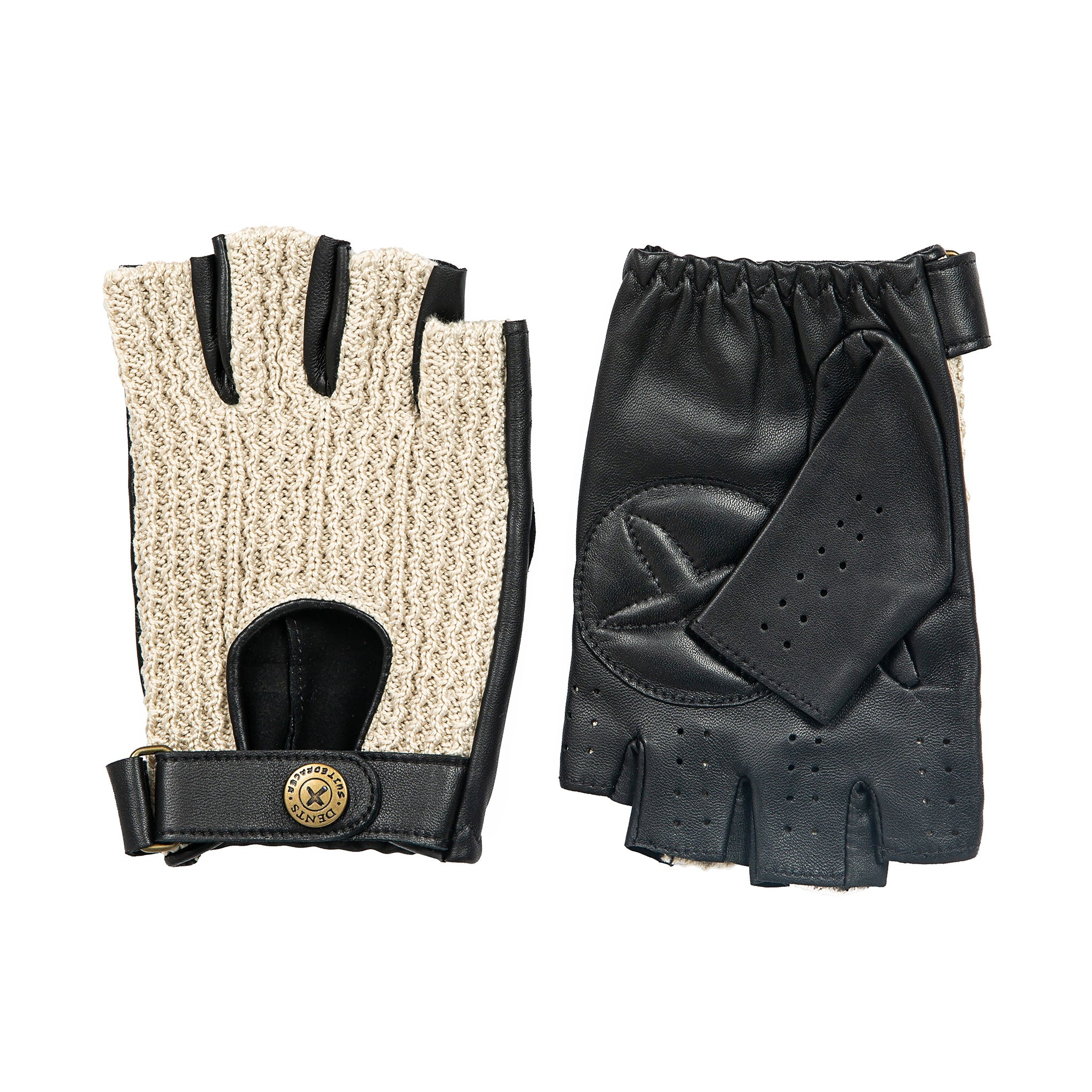Men's Suited Racer Fingerless Crochet/Leather Gloves | Dents